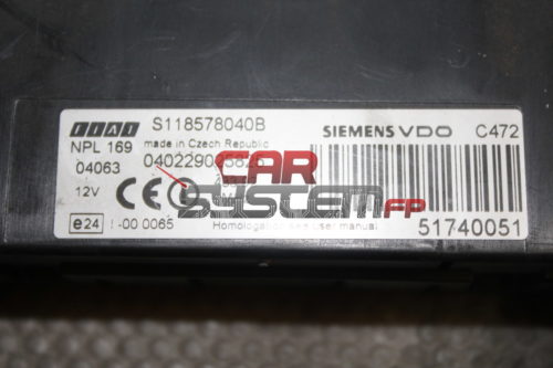 SIEMENS VDO S118578040B  Body Computer Fiat Panda 169