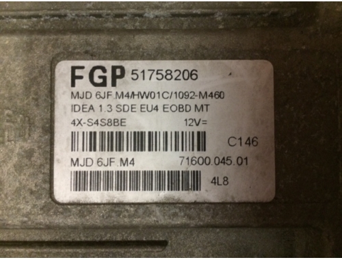 Motorsteuergerät Fiat Idea FGP:51758206