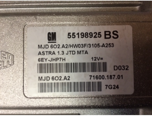 Centralita de motor Opel Astra MAGNETI MARELLI:55198925 BS