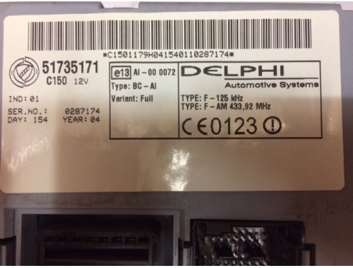 Body computer Fiat Punto 51735171