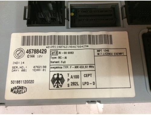Body computer Fiat Punto 46788429