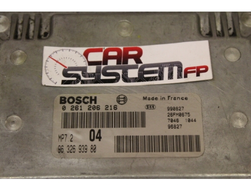 Centralita de motor Peugeot 206 BOSCH 0261206216 - Traspaso de códigos Reparación varias BOSCH:0261206216