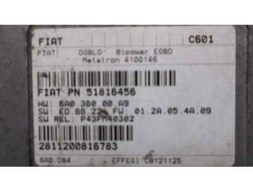 Calculateur GPL Metano Fiat Doblò METATRON:51816456