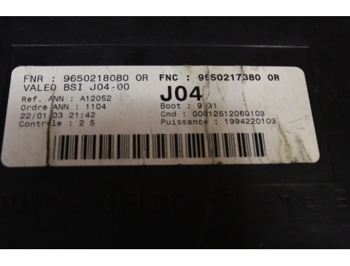 BSI Peugeot 307 - 9650218080 - Transfert des codes Réparation diverses Remise à zéro (virginisation) 9650218080