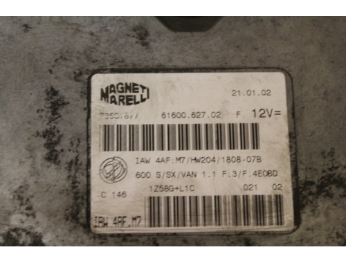 Engine ECU Fiat 600 - MAGNETI MARELLI IAW4AF.M7 - Code Transfer Repair Virginising Full Decoding MAGNETI MARELLI: IAW4AF.M7