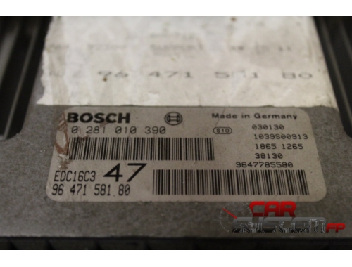 Engine ECU PEUGEOT 307 1.4 HDI 0281010390, EDC16C3, 9647158180, 9647785580