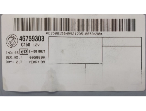 Komfortsteuergerät Fiat Punto MAGNETI MARELLI:46759303 Ser. No. 0058690 C150