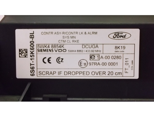 KSG Body computer Ford Fiesta 5WK48854K
