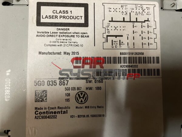 0G0035867 Révision Autoradio Volkswagen MIB