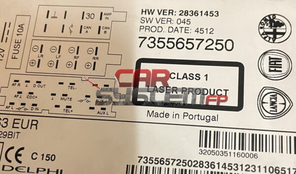 7355657250 Réparation Autoradio Fiat 2005 < 2018
