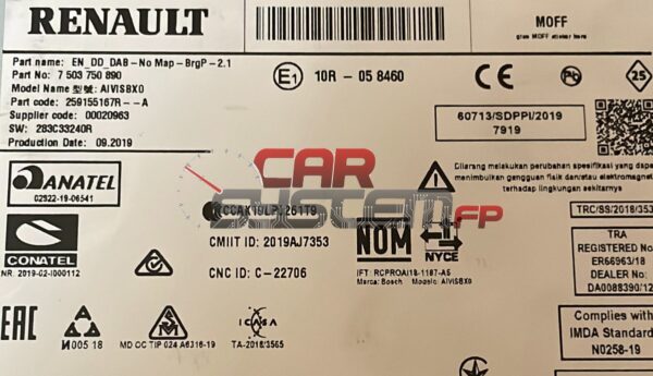 7503750890 Riparazione Navigatore Renault