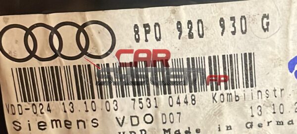 8P0920930G Réparation Combiné d'instruments Audi A3 2012 < 2017