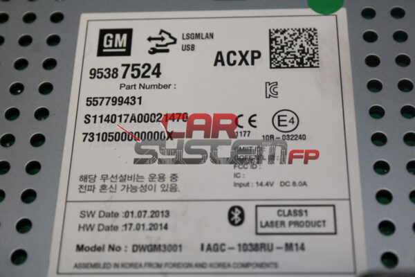 95387524 GM Réparation Autoradio Opel Mokka
