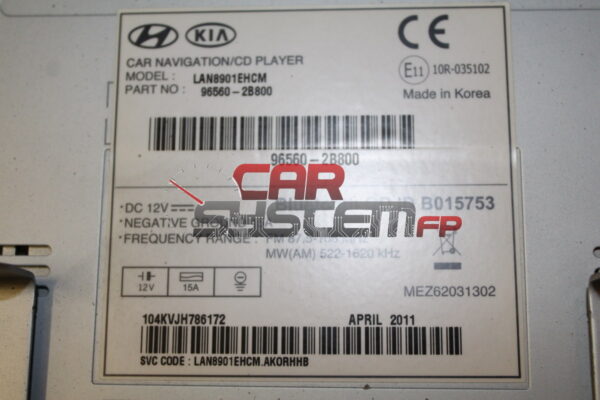 96560-2B800 Réparation Système de navigation Groupe Hyundai / Kia
