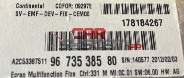 9673538580 Display Système de navigation Citreon C4 Picasso 2010 < 2014