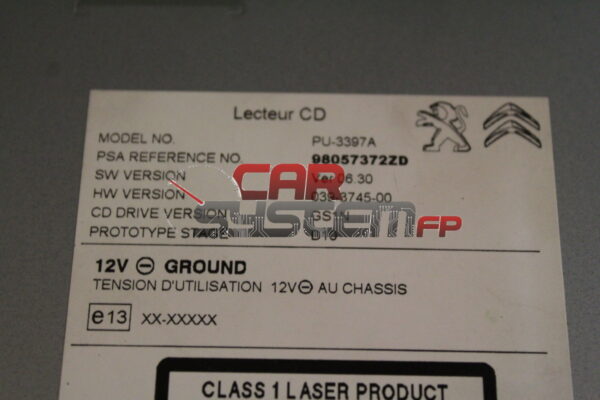 98057372ZD Réparation Lecteur CD Groupe Peugeot / Citroen