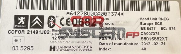 98016552XT Überholung Navigationsgerät Citroen / Peugeot BE6427 2006 < 2014 HARMAN