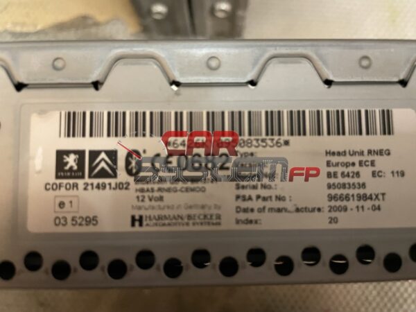 9666198XT Revisione Navigatore RNEG BE6226 Peugeot / Citroen