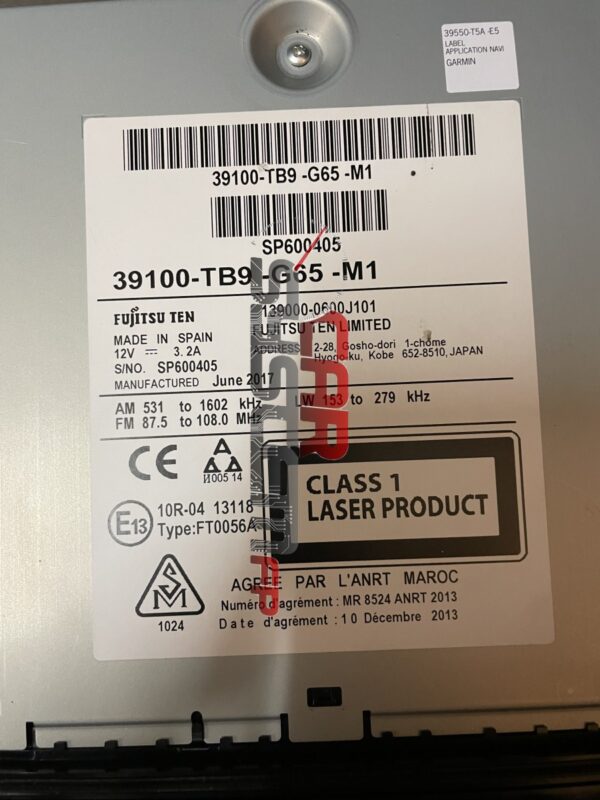 39100-TB9-G65-M1 Revisione Navigatore Honda
