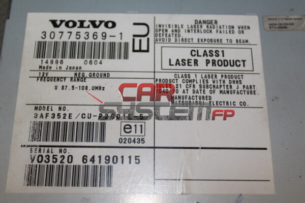 30775369-1 Réparation Système de navigation Volvo V70